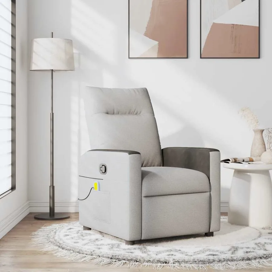 Fauteuil de massage inclinable gris nuage tissu