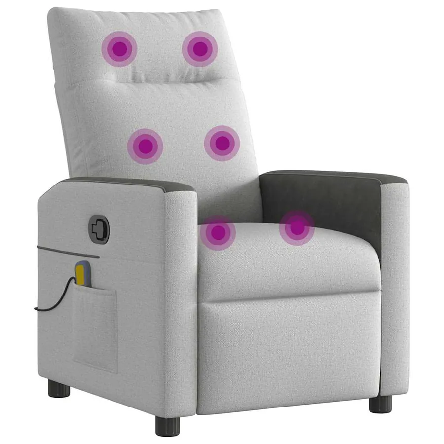 Fauteuil de massage inclinable gris nuage tissu - 7