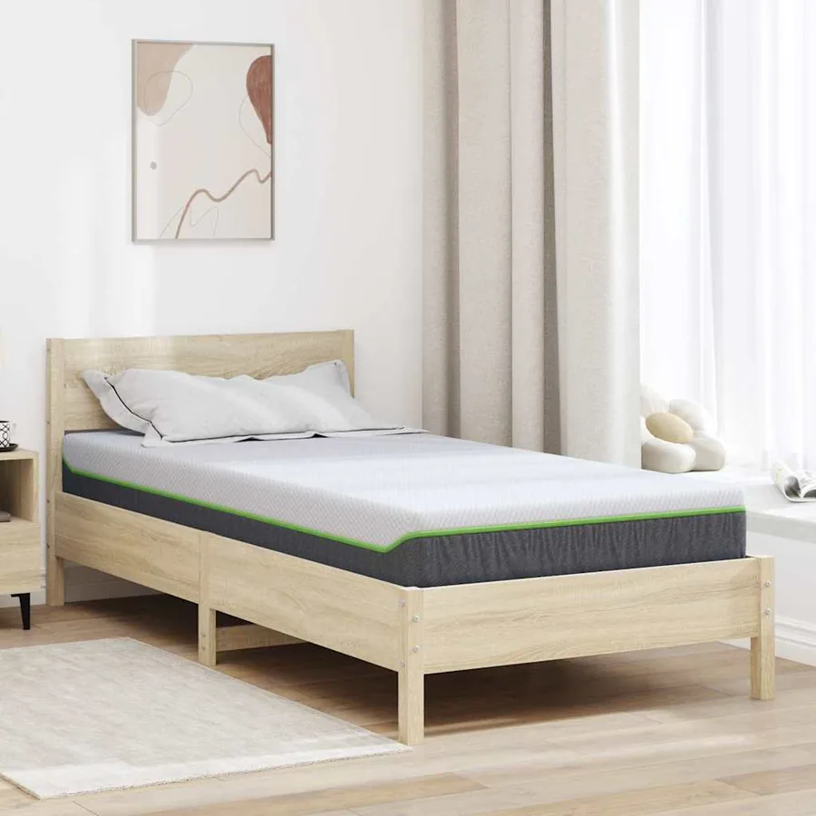 Matelas Blanc et Gris 90 x 190 cm Tissu jacquard