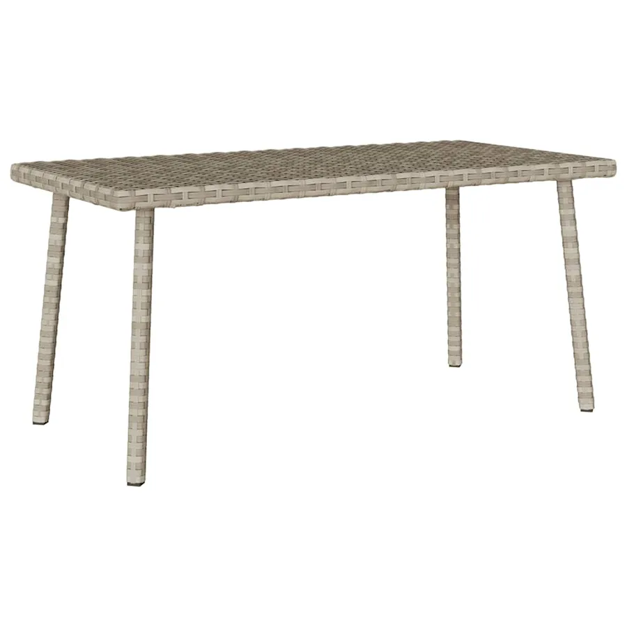 Table basse de jardin rectangulaire gris clair résine tressée - 2