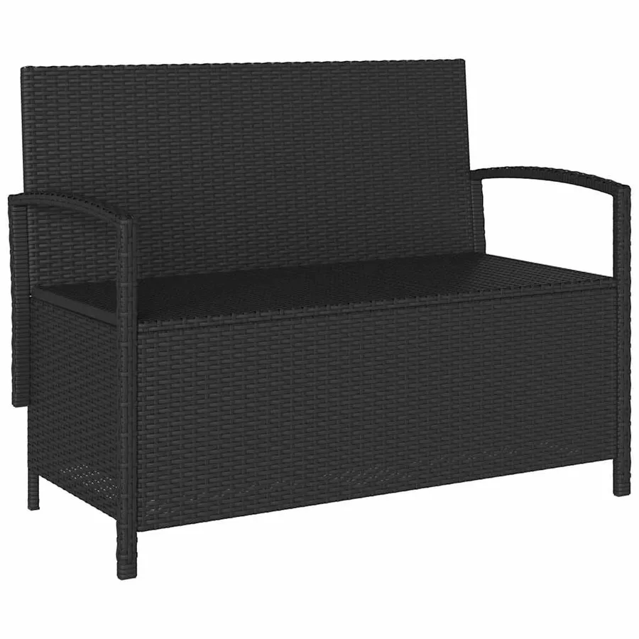 Banc de rangement de jardin avec coussin noir résine tressée - 5