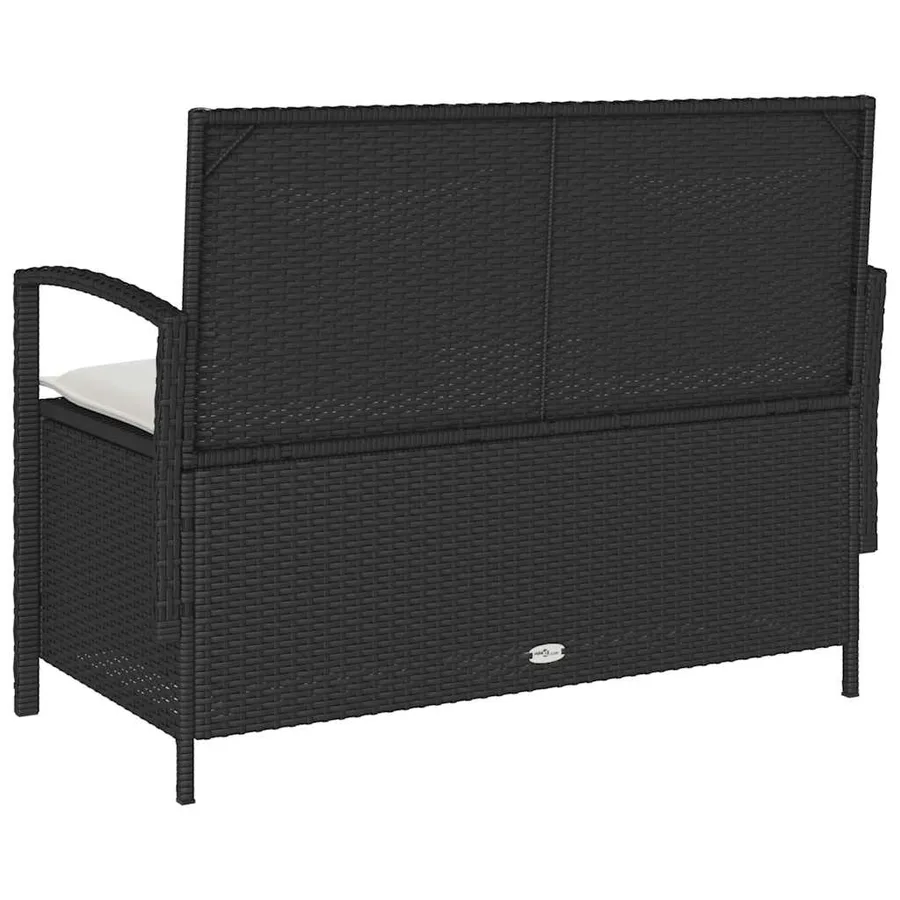 Banc de rangement de jardin avec coussin noir résine tressée - 8