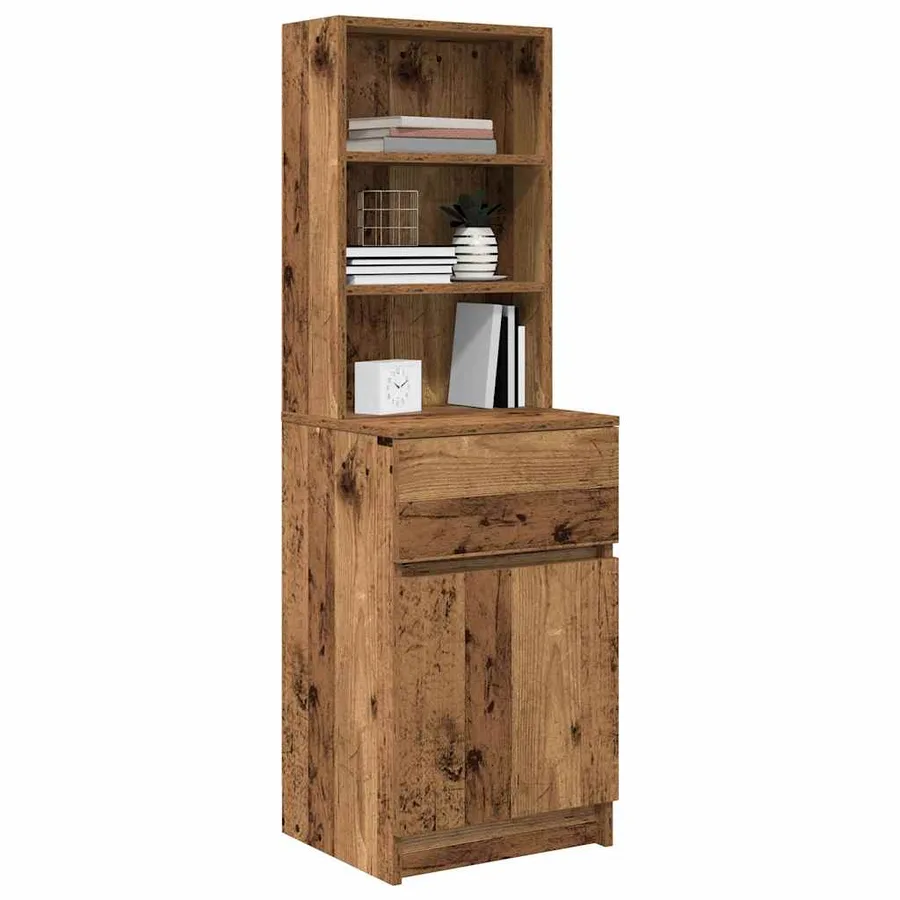 Table de chevet vieux bois 39x35x125 cm bois d’ingénierie - 4