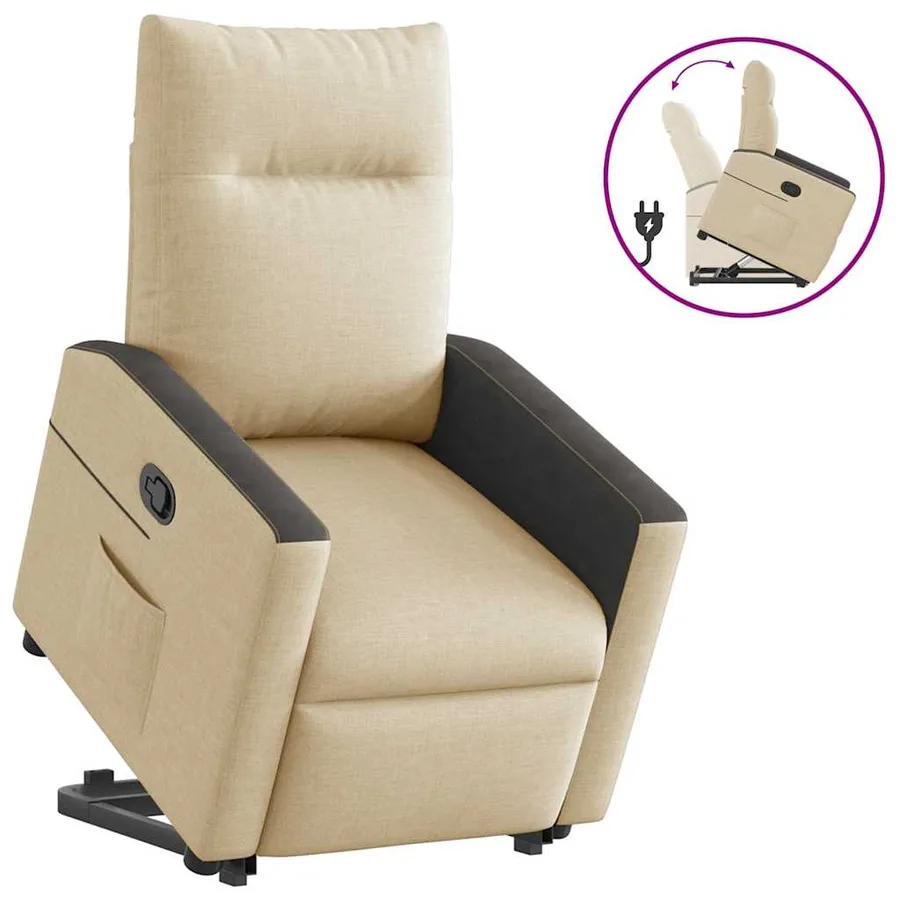 Fauteuil inclinable Crème Tissu - 2