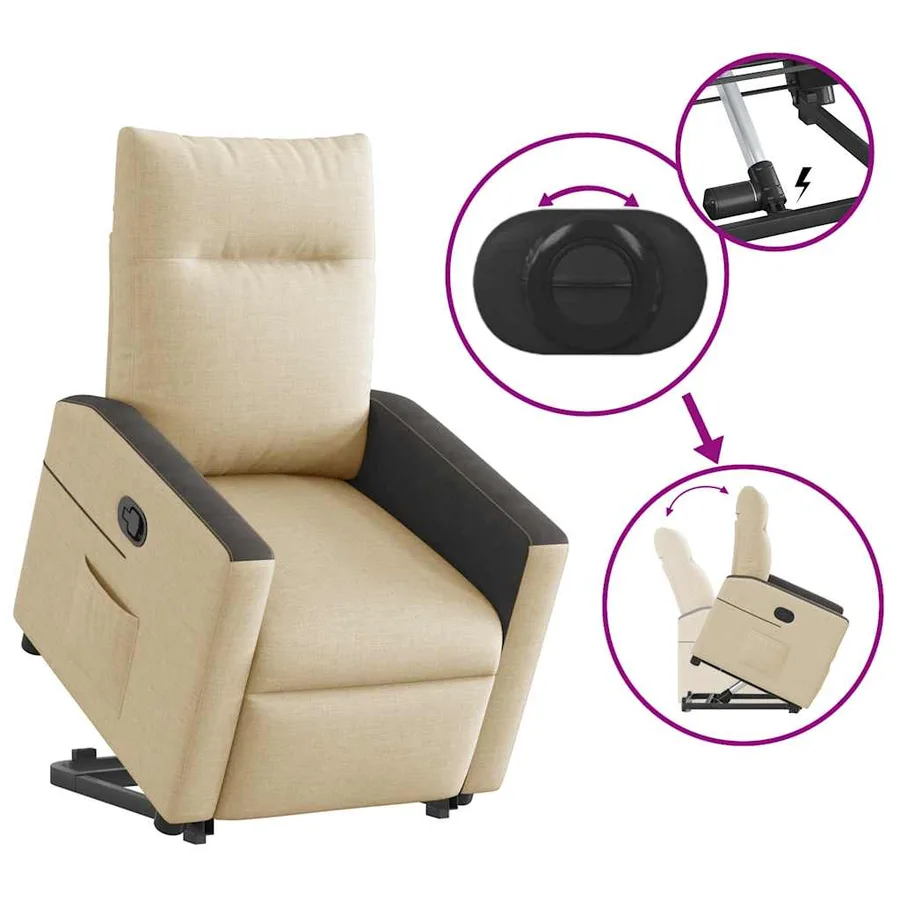 Fauteuil inclinable Crème Tissu - 9