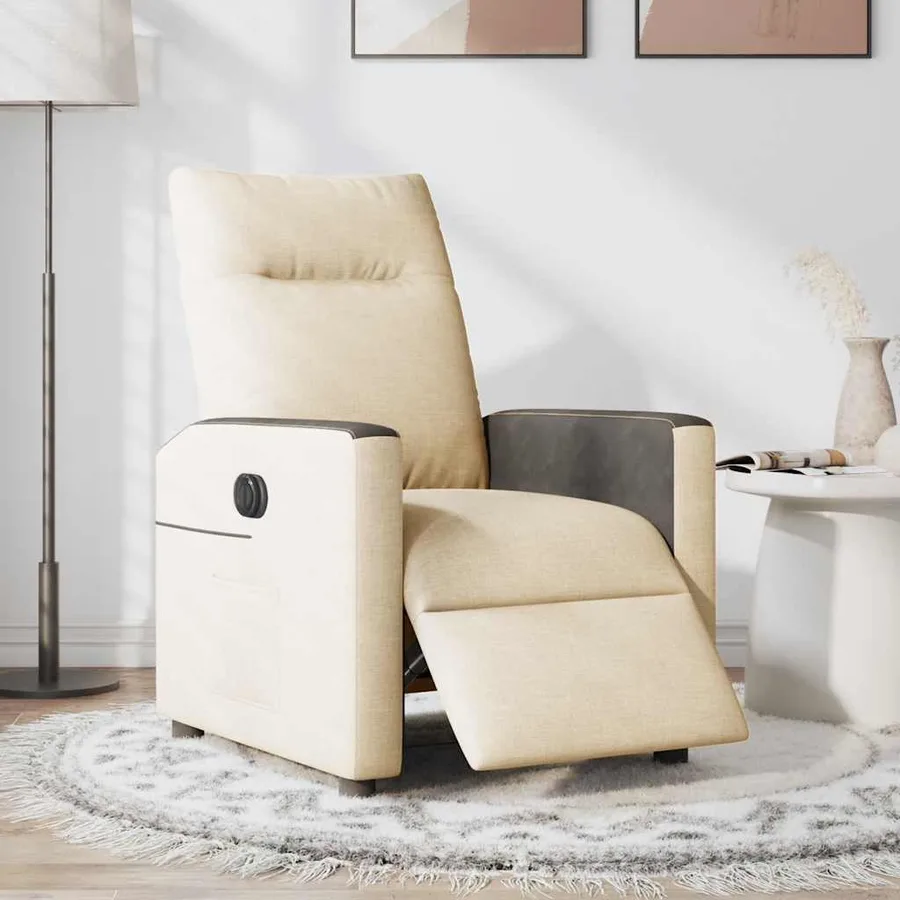 Fauteuil inclinable électrique Crème Tissu - 2