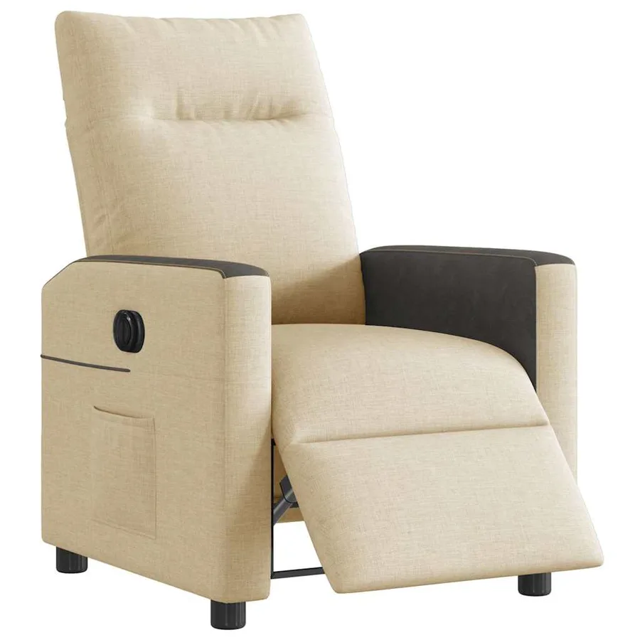 Fauteuil inclinable électrique Crème Tissu - 3