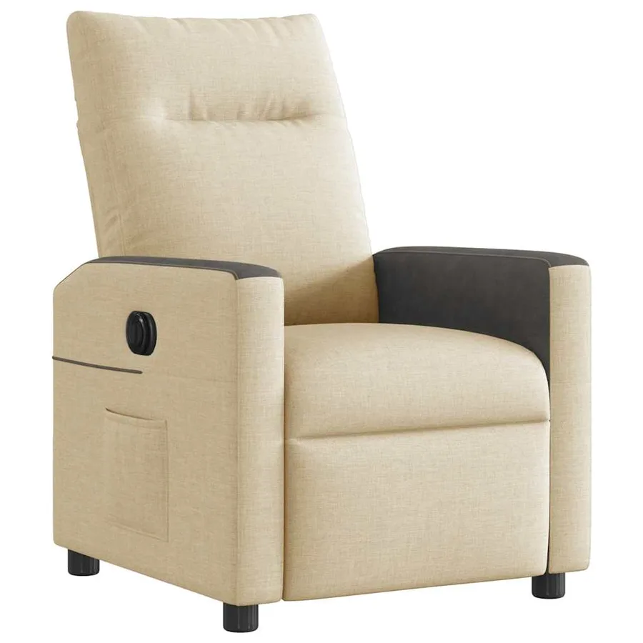 Fauteuil inclinable électrique Crème Tissu - 4