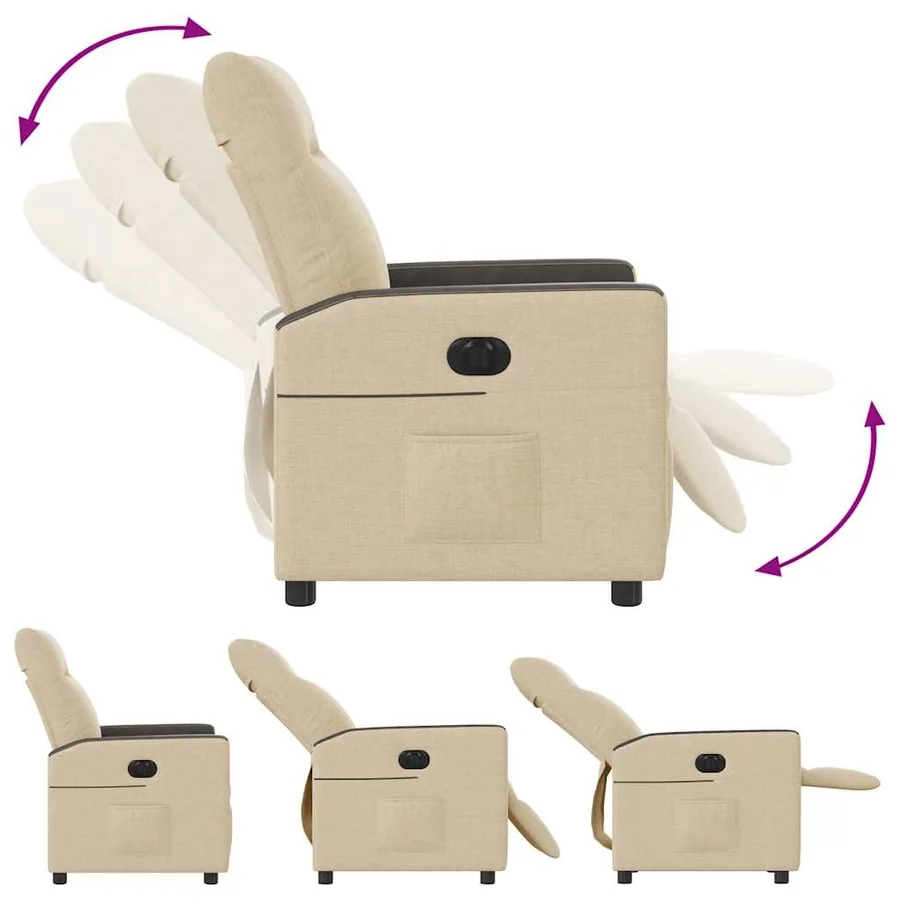 Fauteuil inclinable électrique Crème Tissu - 8