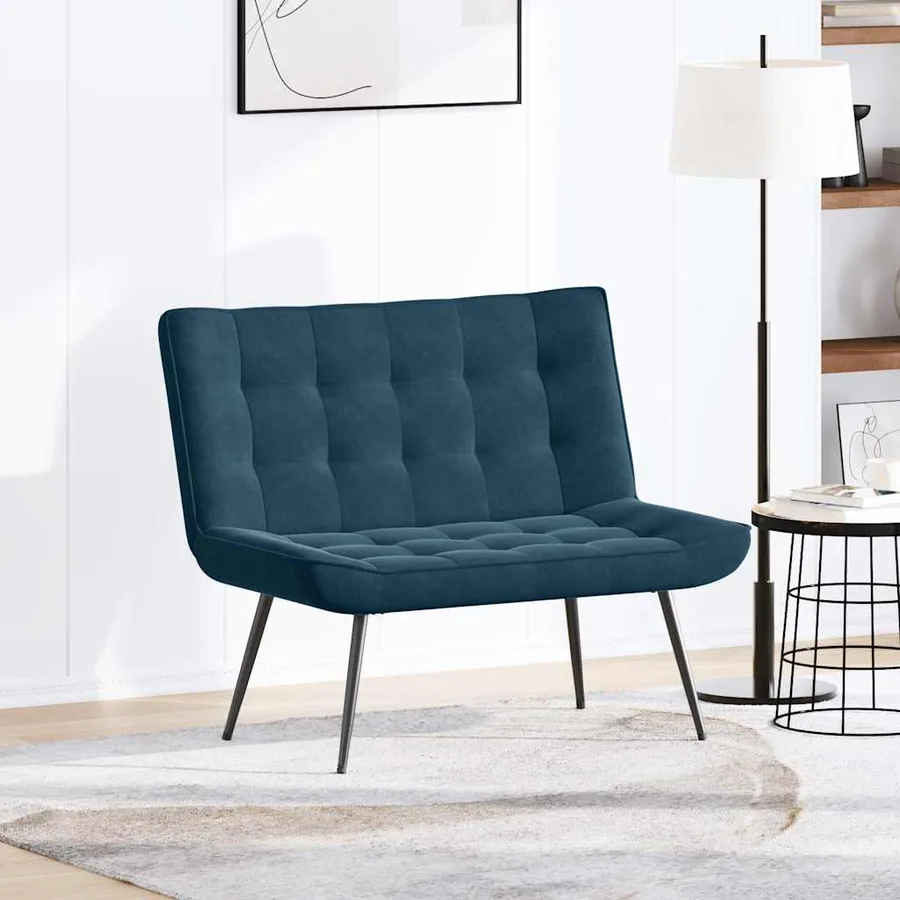Banc bleu 110x74x84 cm velours - 3