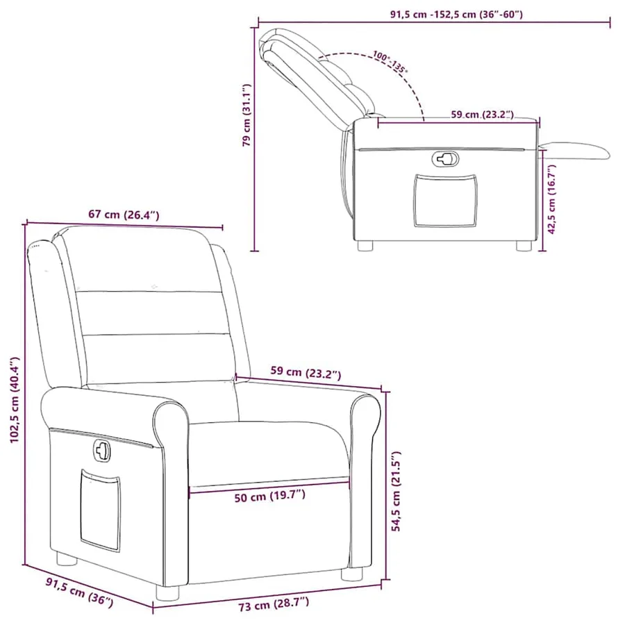 Fauteuil inclinable gris nuage tissu - 12