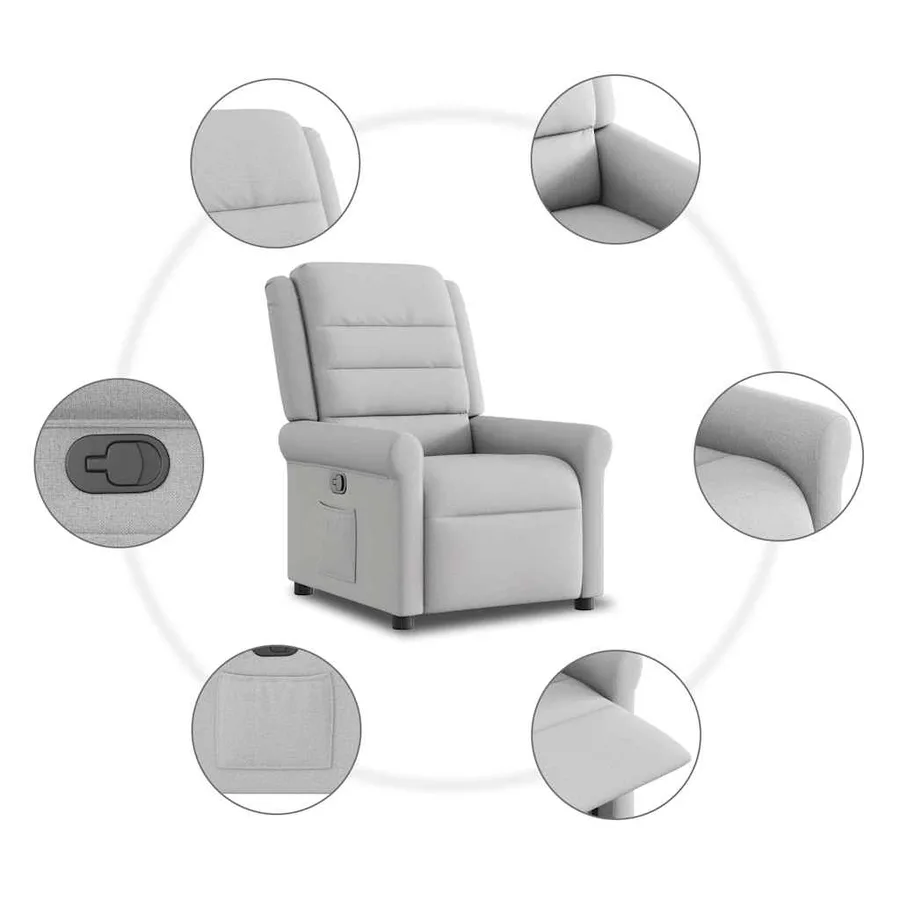 Fauteuil inclinable gris nuage tissu - 9