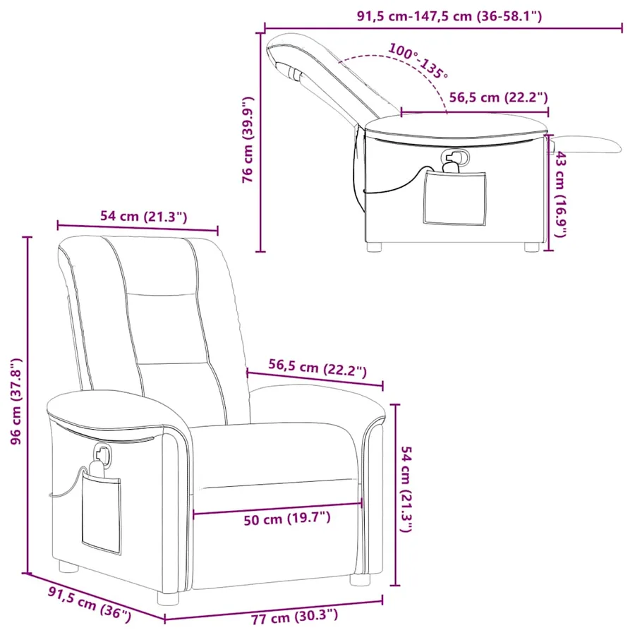 Fauteuil de massage inclinable Gris clair Tissu - 13