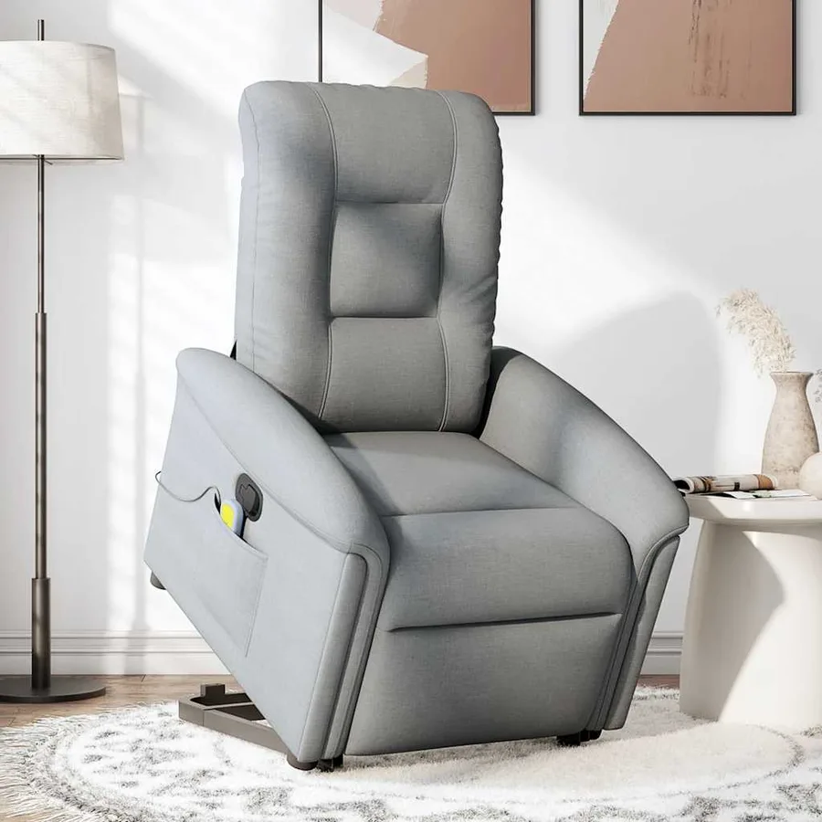 Fauteuil de massage inclinable Gris clair Tissu - 3