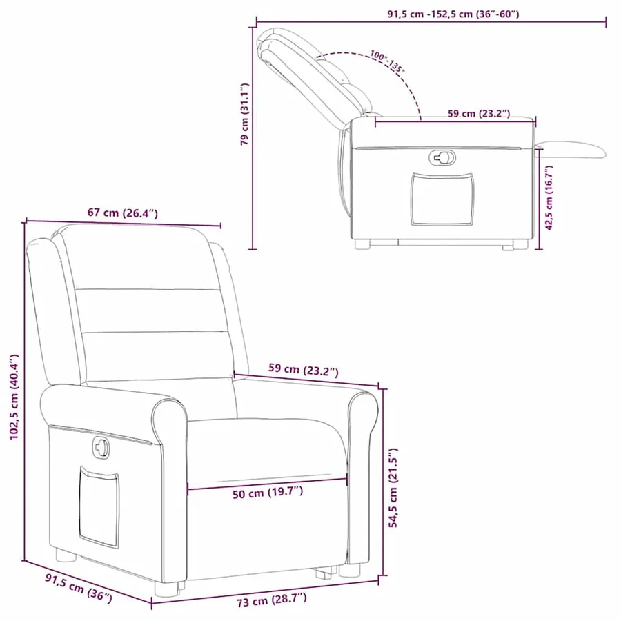 Fauteuil inclinable gris nuage tissu - 16