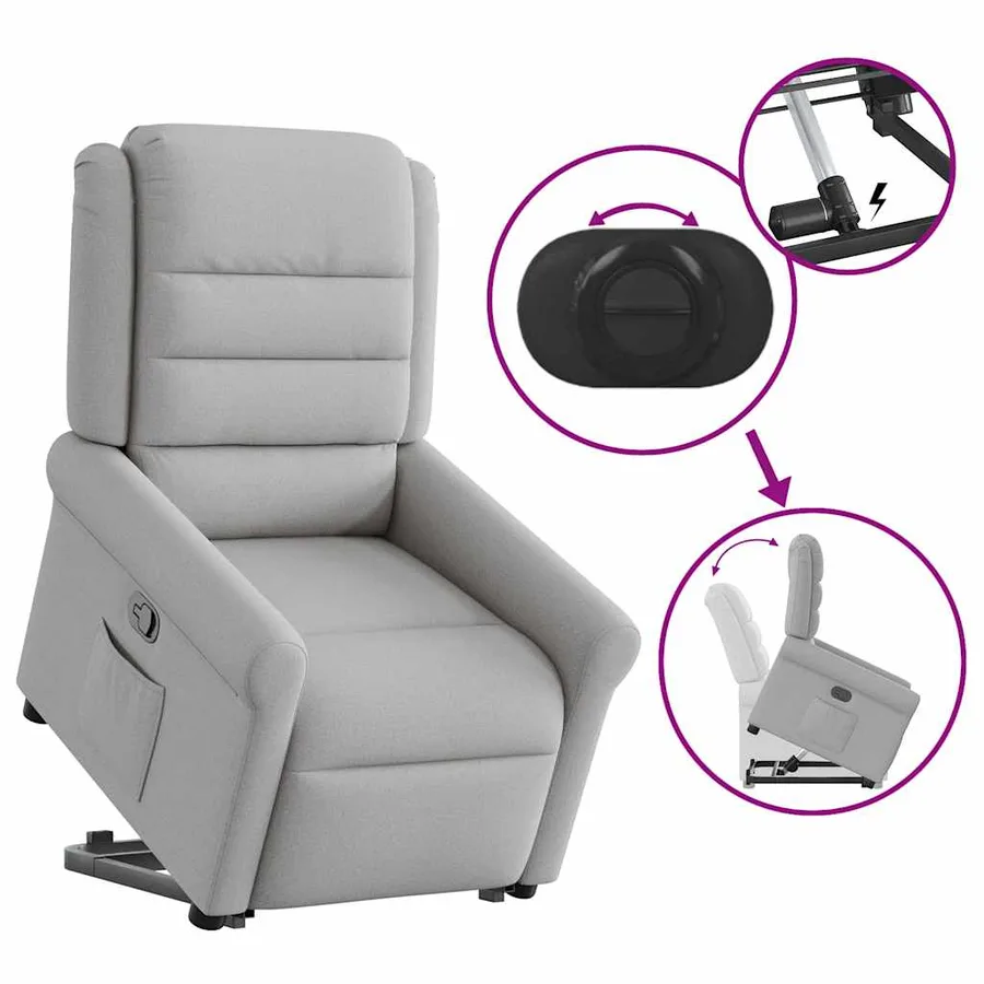 Fauteuil inclinable gris nuage tissu - 9