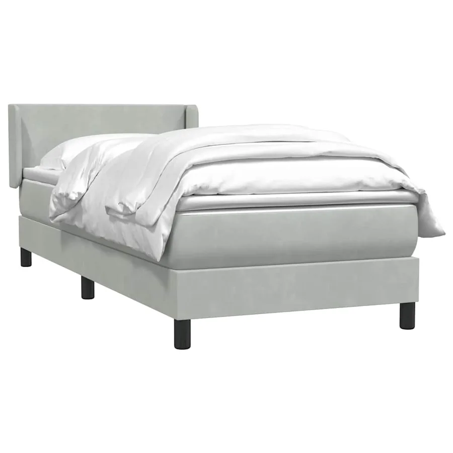 Sommier à lattes de lit et matelas gris clair 90x210 cm velours - 3