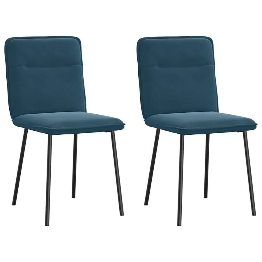 Chaises à manger lot de 2 Bleu Velours