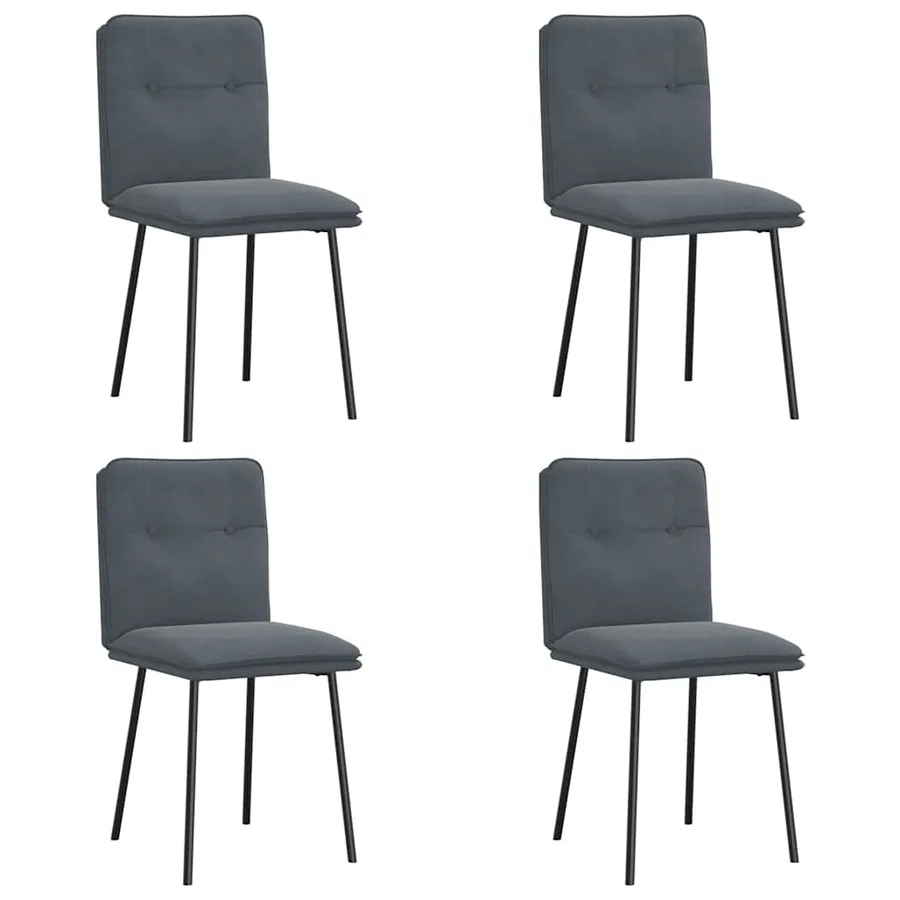 Chaises à manger lot de 4 Gris foncé Velours - 2