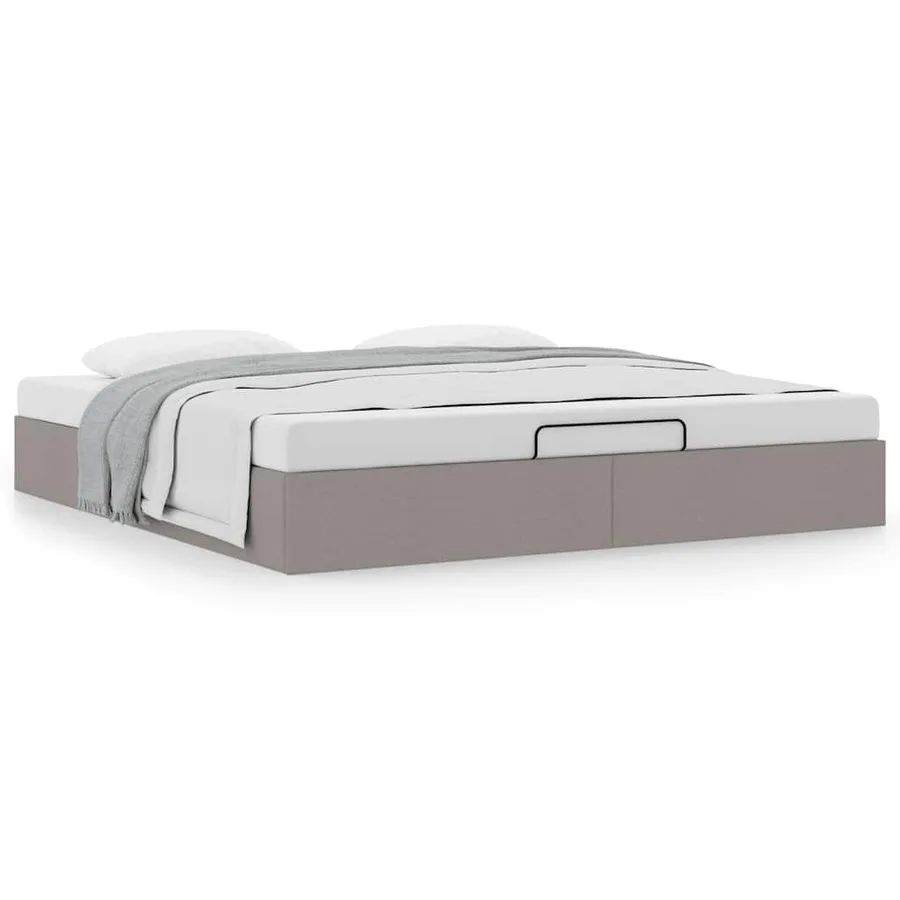 Cadre de lit ottoman sans matelas taupe 180x200 cm tissu - 4