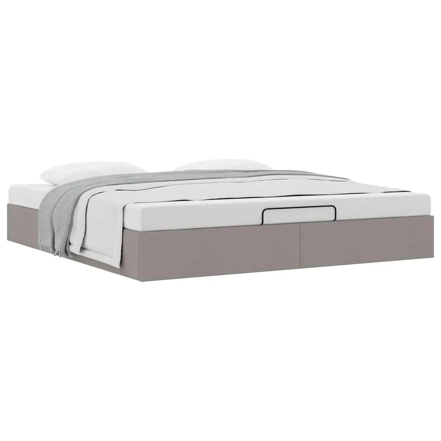 Cadre de lit ottoman sans matelas taupe 180x200 cm tissu - 5