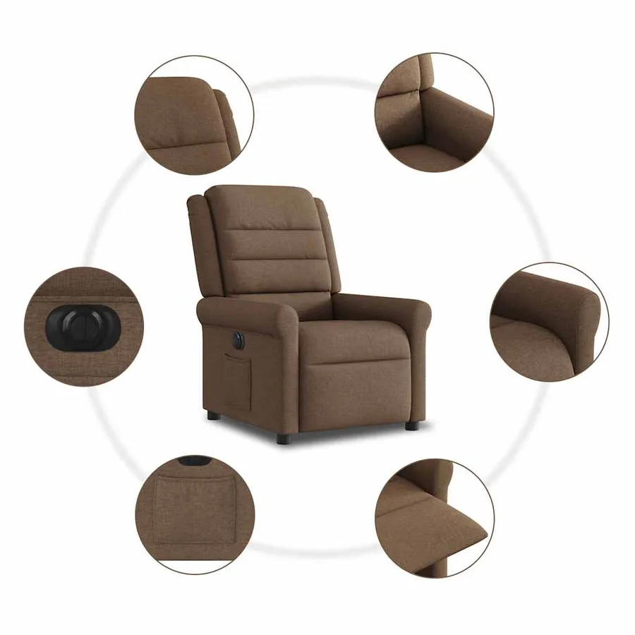 Fauteuil inclinable électrique Marron Tissu - 10