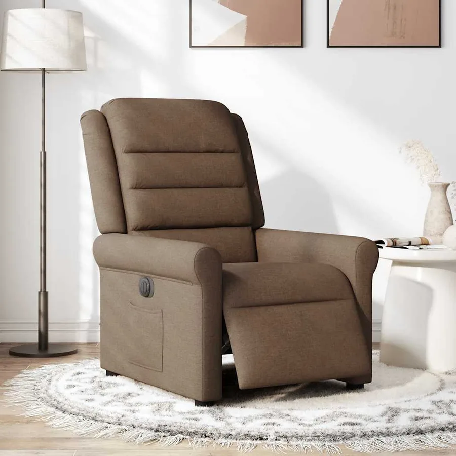 Fauteuil inclinable électrique Marron Tissu - 3