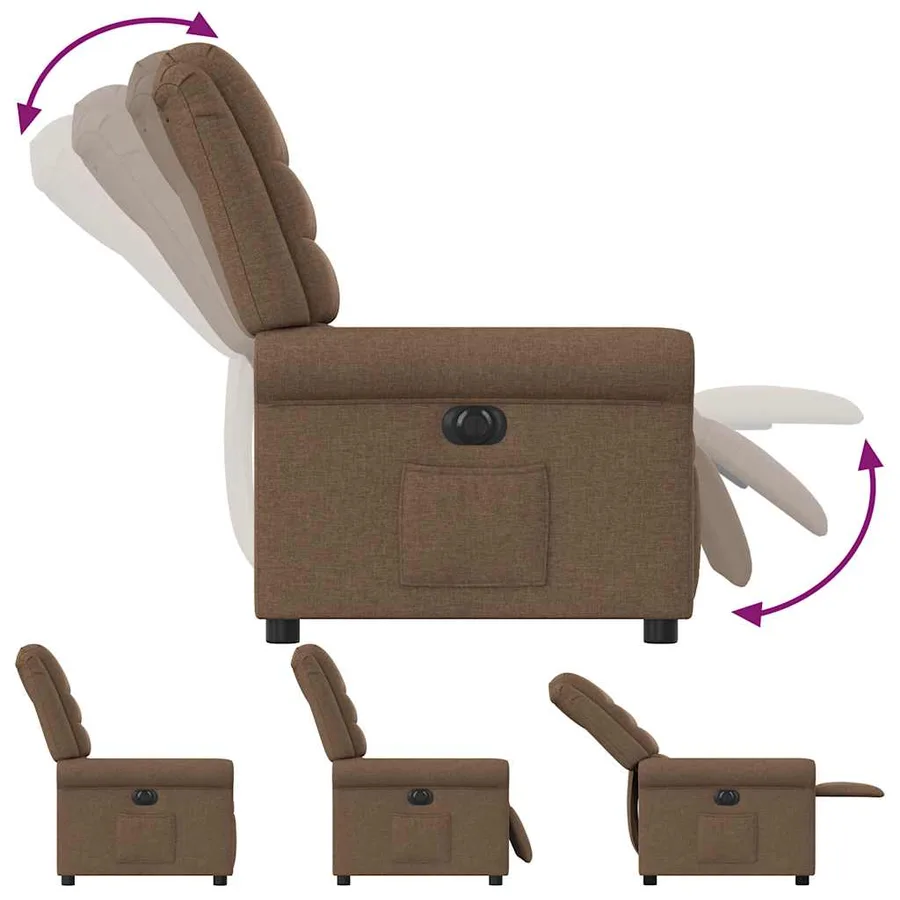 Fauteuil inclinable électrique Marron Tissu - 8