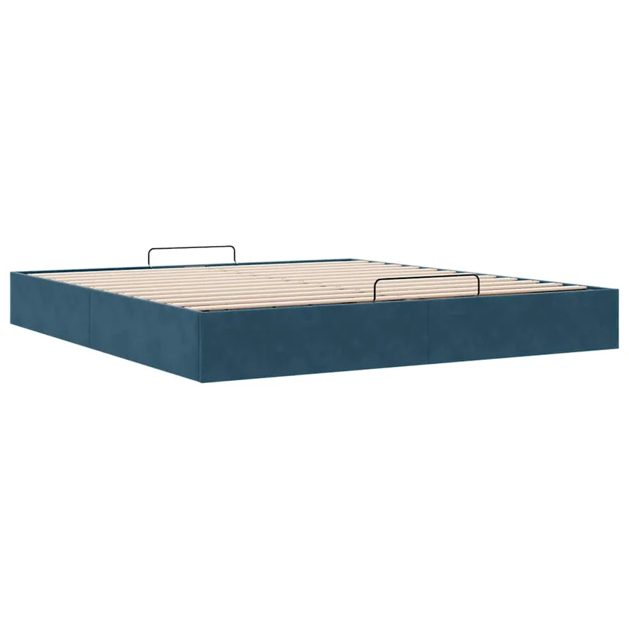 Cadre de lit ottoman sans matelas bleu foncé 200x200 cm velours - 6