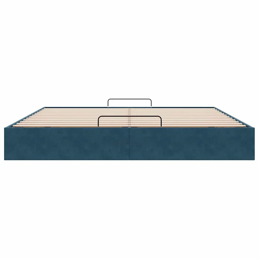 Cadre de lit ottoman sans matelas bleu foncé 200x200 cm velours - 7