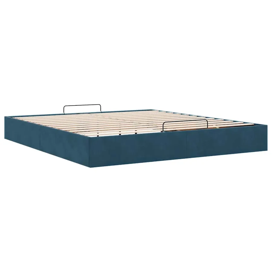 Cadre de lit ottoman sans matelas bleu foncé 200x200 cm velours - 9