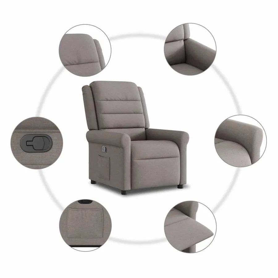 Fauteuil inclinable taupe tissu - 10