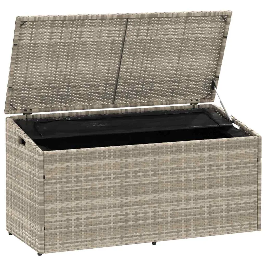 Boîte de rangement de jardin gris clair 110x50x58 cm rotin - 3