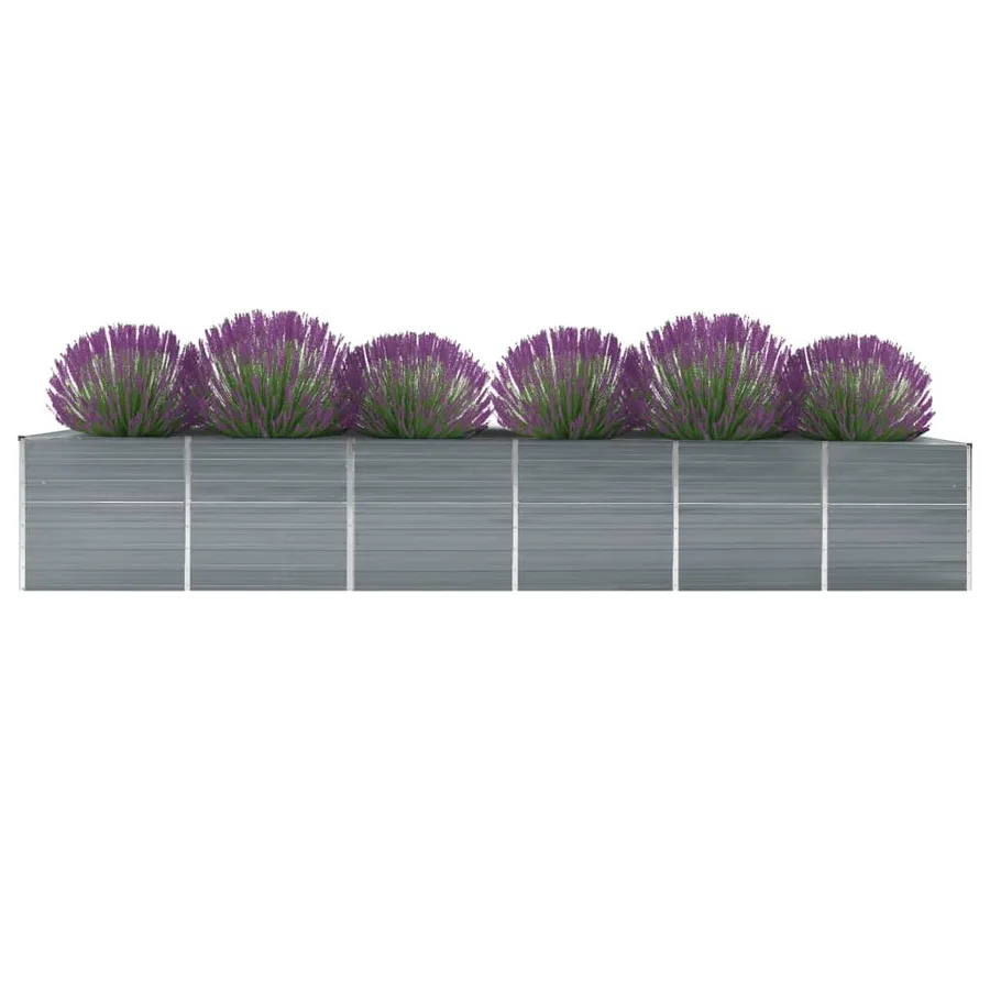 Lit surélevé de jardin Acier galvanisé 480x80x77 cm Gris - 2