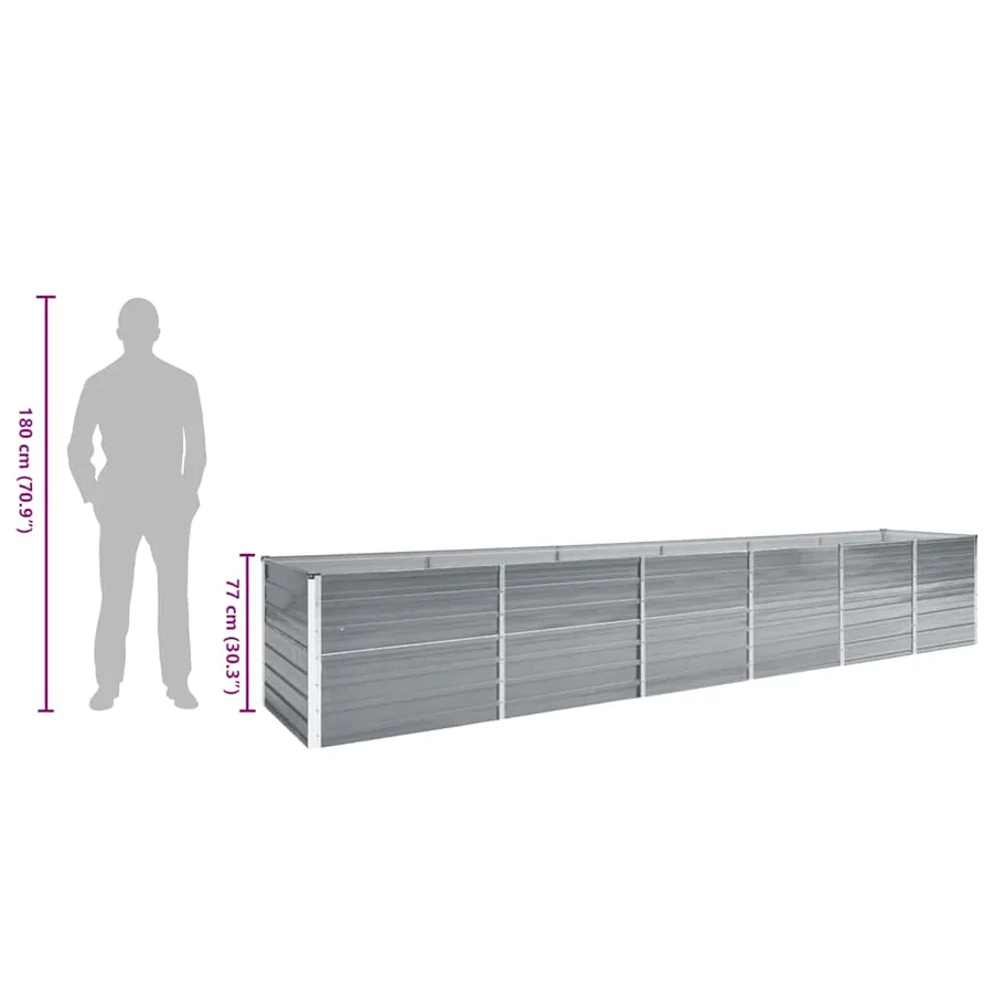 Lit surélevé de jardin Acier galvanisé 480x80x77 cm Gris - 9