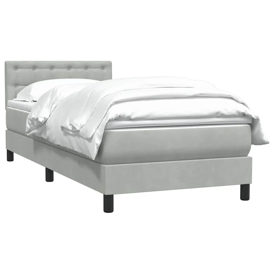 Sommier à lattes de lit et matelas gris clair 90x210 cm velours - 3
