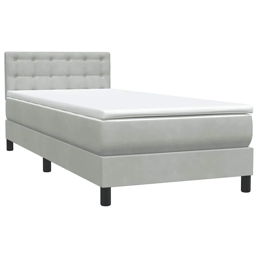 Sommier à lattes de lit et matelas gris clair 90x210 cm velours - 4