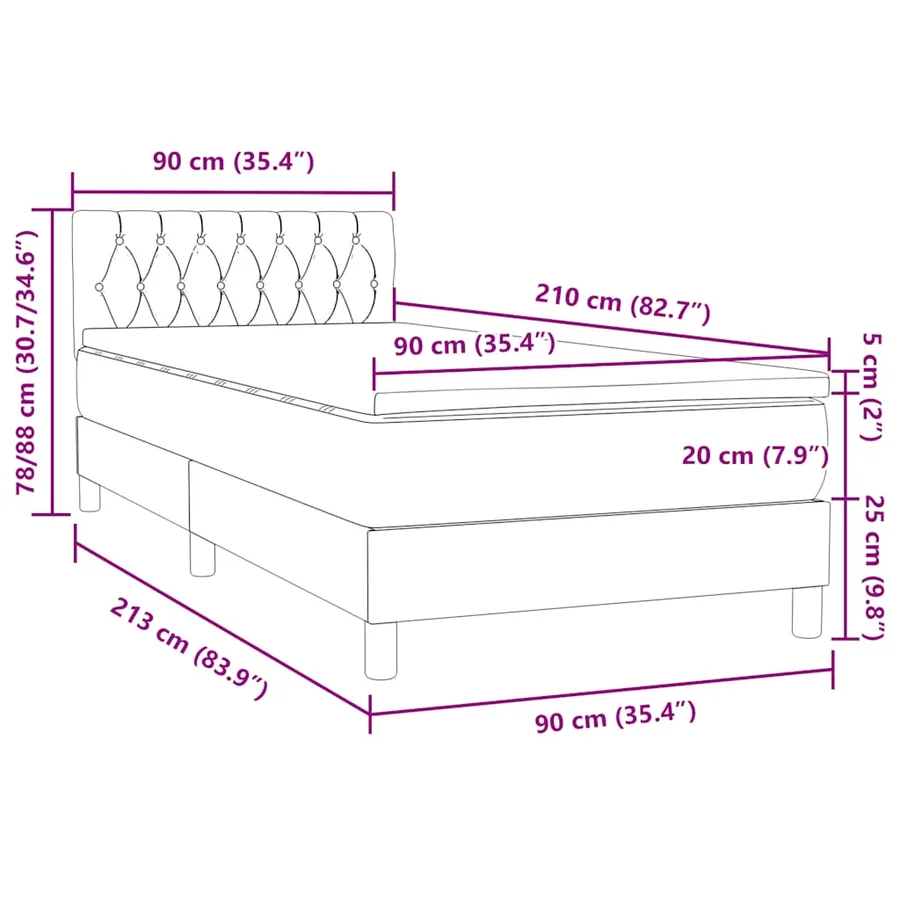 Sommier à lattes de lit et matelas gris clair 90x210 cm velours - 12