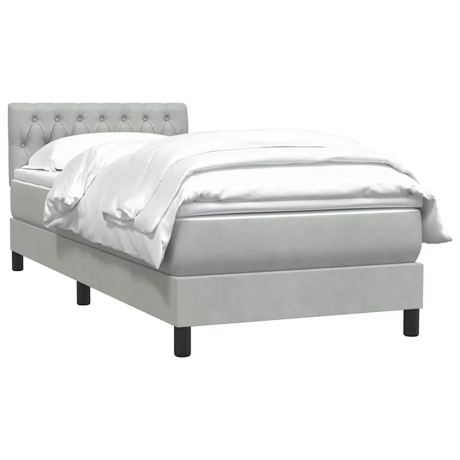 Sommier à lattes de lit et matelas gris clair 90x210 cm velours - 3