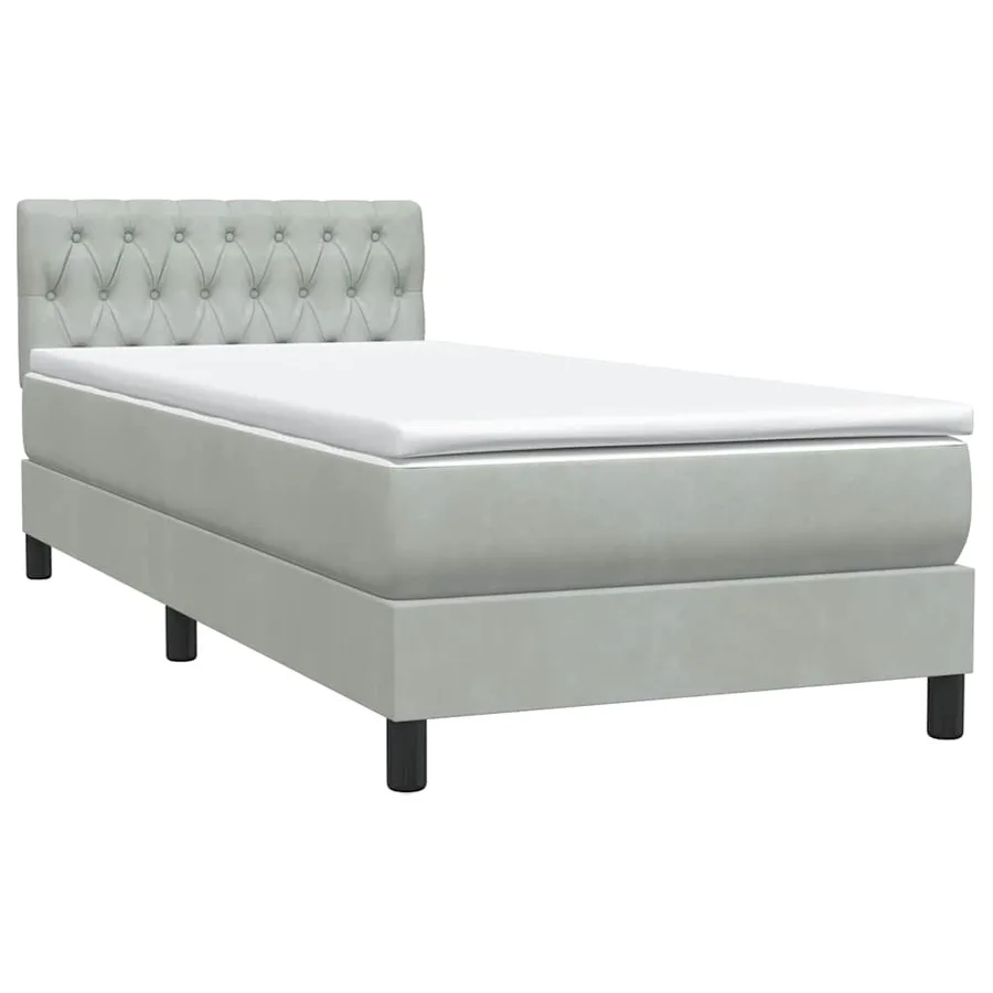 Sommier à lattes de lit et matelas gris clair 90x210 cm velours - 4