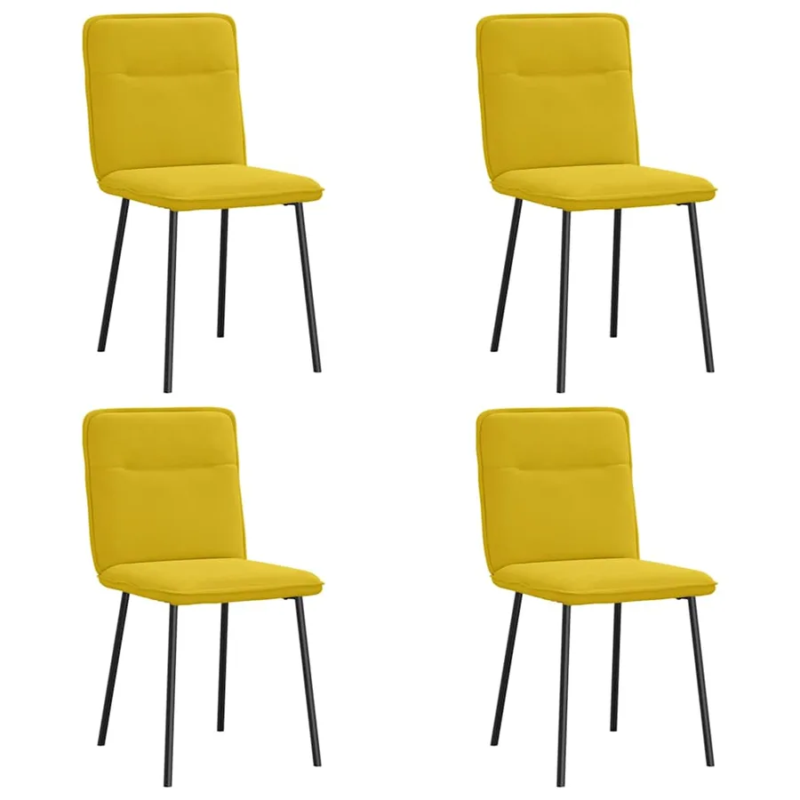 Chaises à manger lot de 4 jaune velours - 2