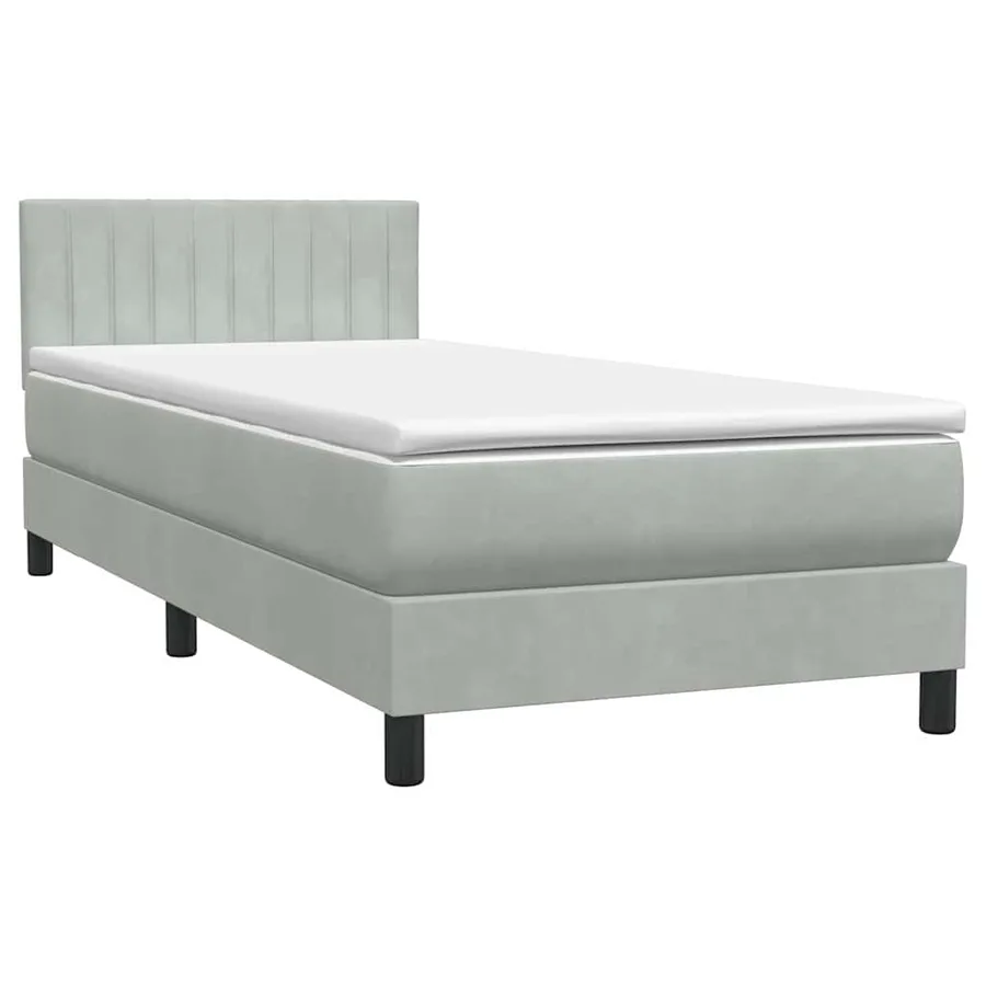 Sommier à lattes de lit et matelas gris clair 90x210 cm velours - 2