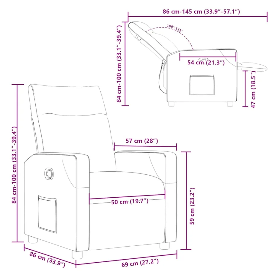 Fauteuil inclinable Marron Tissu - 12
