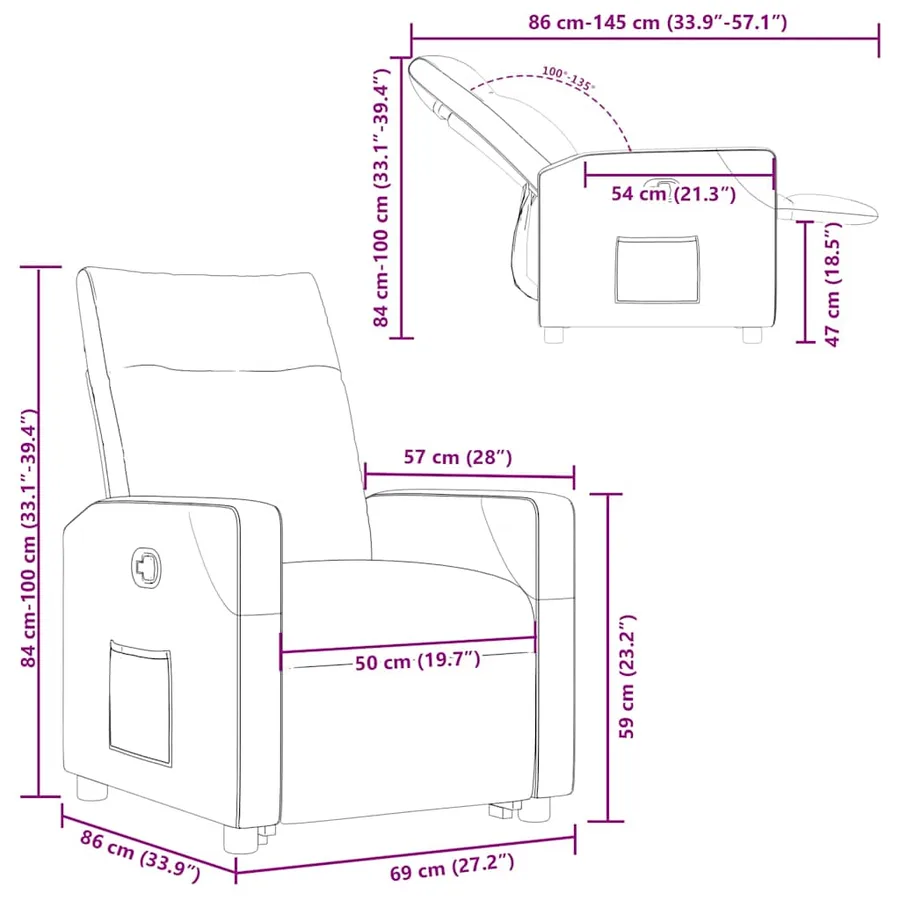 Fauteuil inclinable Marron Tissu - 16