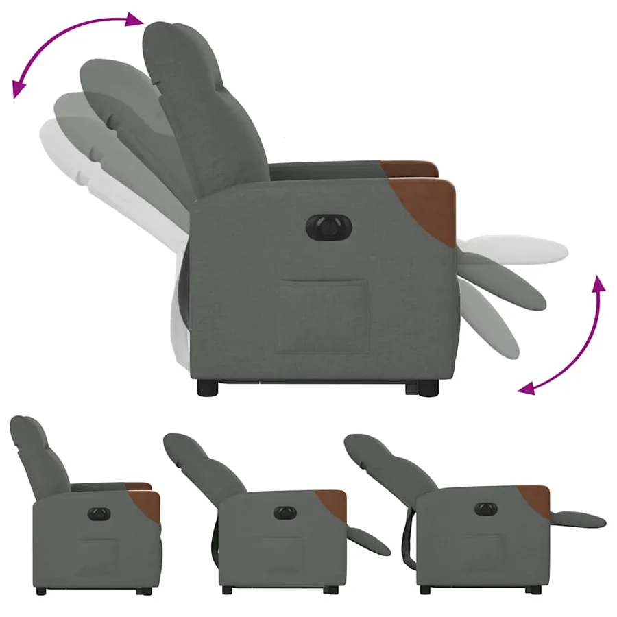 Fauteuil inclinable électrique gris foncé tissu - 10