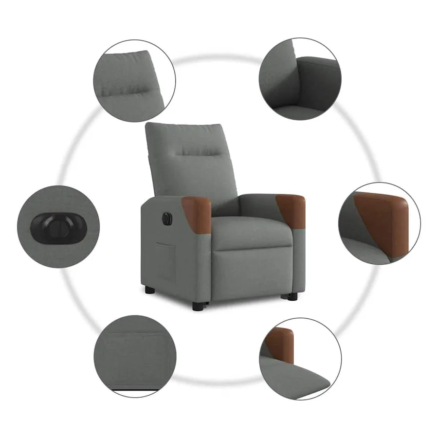 Fauteuil inclinable électrique gris foncé tissu - 11