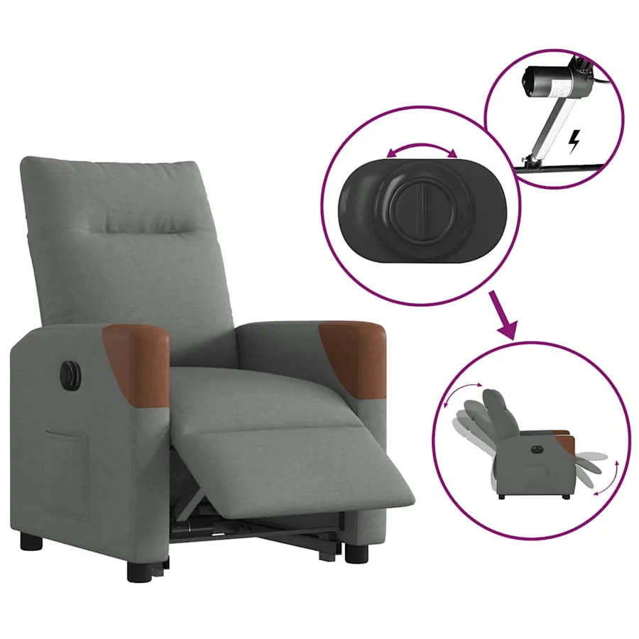 Fauteuil inclinable électrique gris foncé tissu - 9