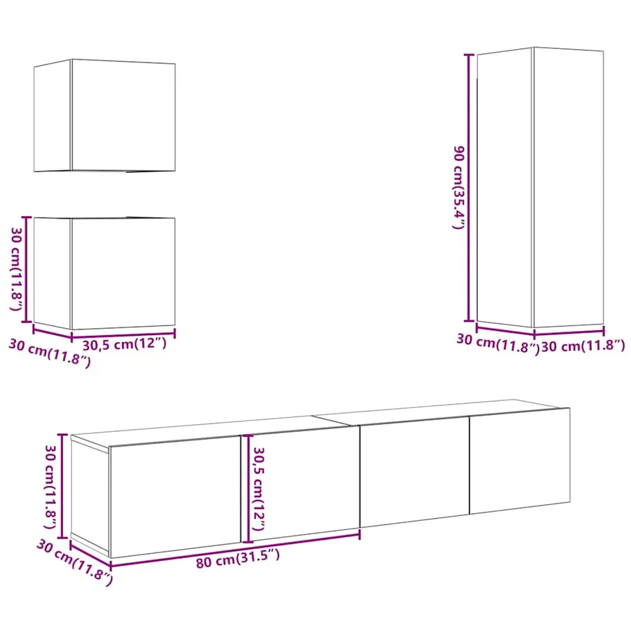 Ensemble de meuble TV mural 5 pcs chêne artisanal - 11