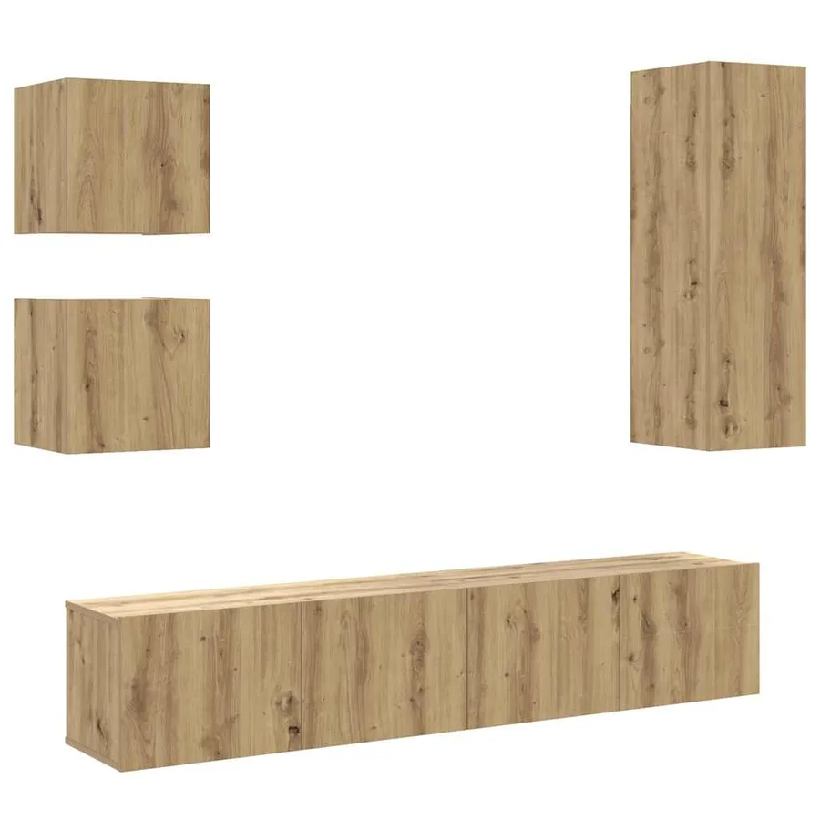 Ensemble de meuble TV mural 5 pcs chêne artisanal - 2
