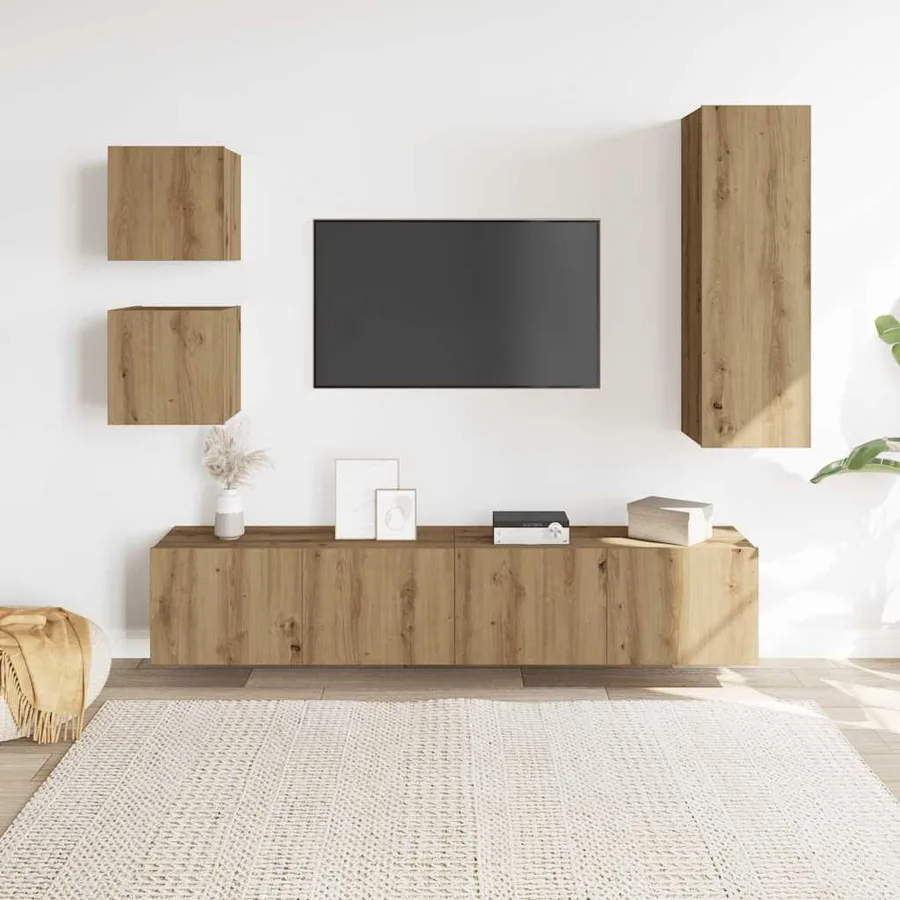 Ensemble de meuble TV mural 5 pcs chêne artisanal - 3